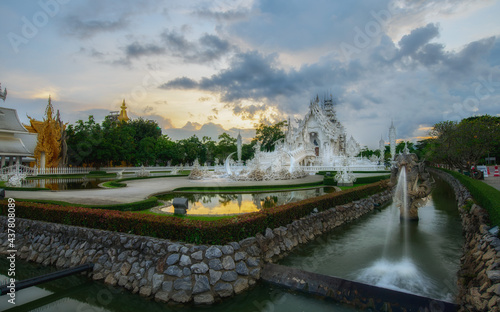 Wat Rong Khun, aka The White Temple, in Chiang Rai, Thailand. Panorama white tempple Thaialnd photo