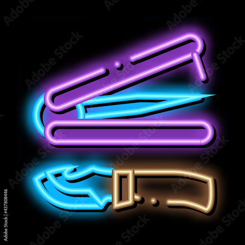 All Purpose Knife neon light sign vector. Glowing bright icon All Purpose Knife sign. transparent symbol illustration