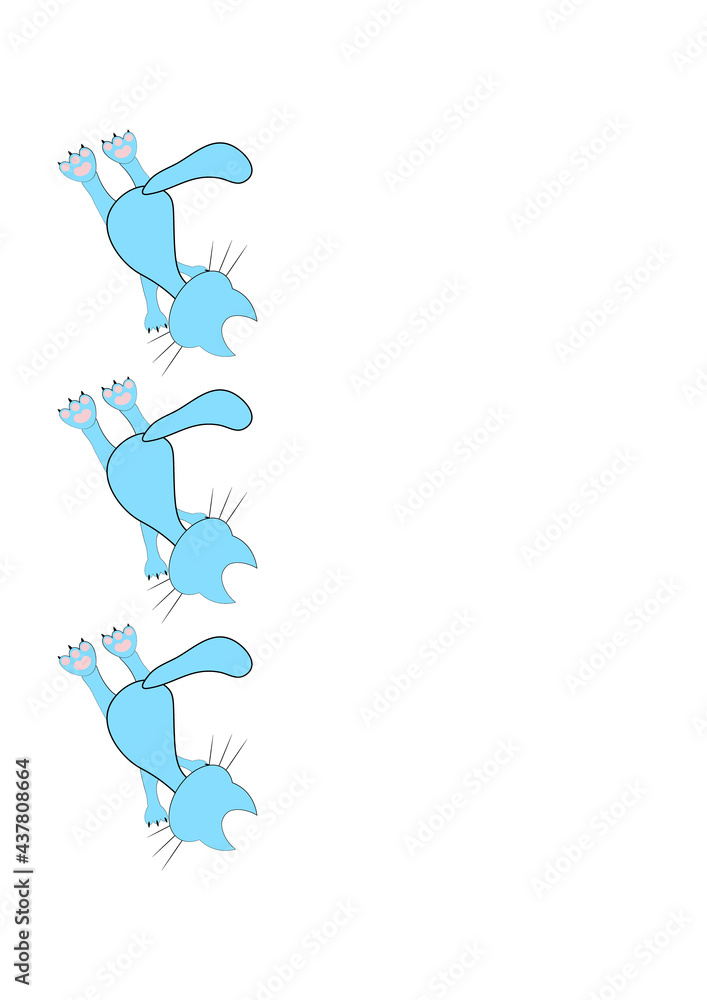 Frames of stylized cats on a white sheet of A4 format, surreal, graphics Frames of stylized cats on a white sheet of A4 format, surreal, graphics
