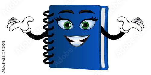Mascot notepad character standing and posing waving with cheerful expression