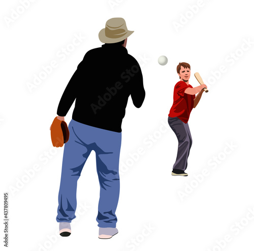 Father and son playing ball