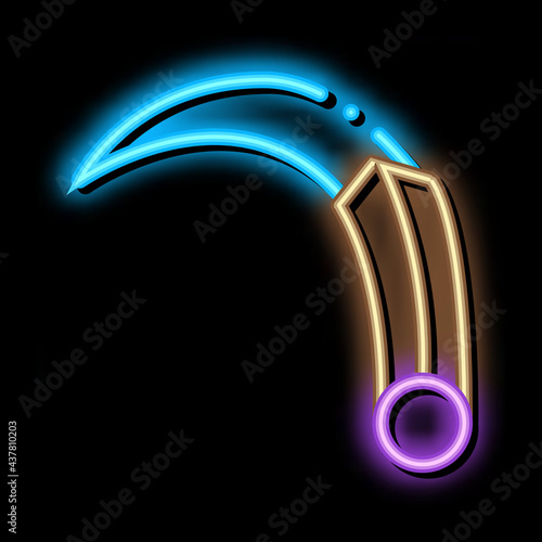 Curved Knife neon light sign vector. Glowing bright icon Curved Knife sign. transparent symbol illustration