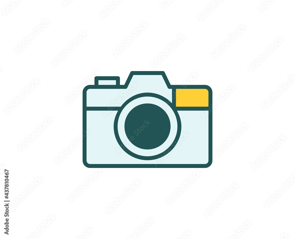 Line camera icon isolated on white background. Outline symbol for website design, mobile application, ui. Electronics pictogram. Vector illustration, editorial stroсk. Line camera icon isolated on white background. Outline symbol for website design, mobile application, ui. Electronics pictogram. Vector illustration, editorial stroсk.