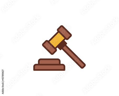 Judge hammer color icon isolated on white background