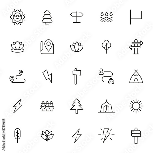 Vector line icons collection of outdoors.