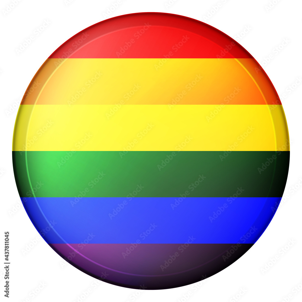 Fototapeta premium Glass light ball with flag of LGBT. Round sphere, template icon. Glossy realistic ball, 3D abstract vector illustration.Love wins. LGBT symbol sticker in rainbow colors. Gay pride collection