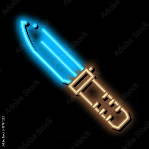 Knife Kitchenware neon light sign vector. Glowing bright icon Knife Kitchenware sign. transparent symbol illustration