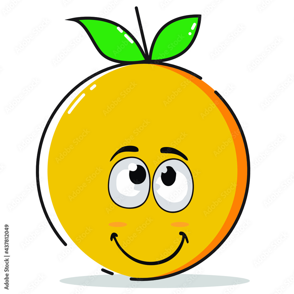 lemon with a smile. This orange fruit is blushing with a big smile. lemon with a smile. This orange fruit is blushing with a big smile.