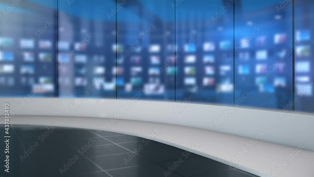background video for news broadcast. TV broadcast studio control room is suitable for use as a background for the broadcaster or news presenter.
