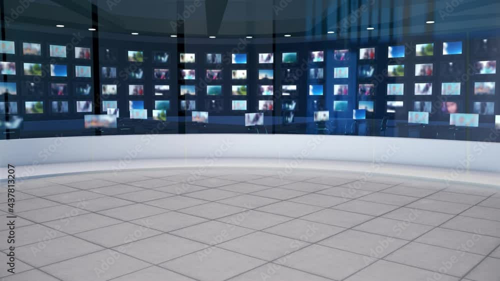 background video for news broadcast. TV broadcast studio control room is suitable for use as a background for the broadcaster or news presenter.