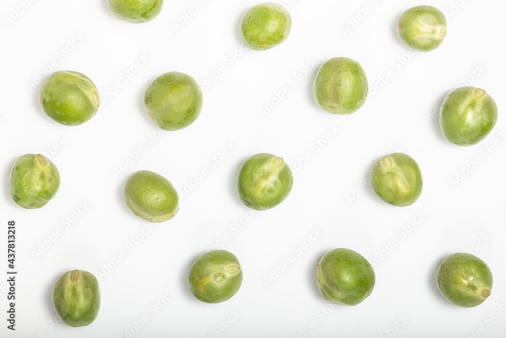Sorted peas on white background. Top View Sorted peas on white background. Top View