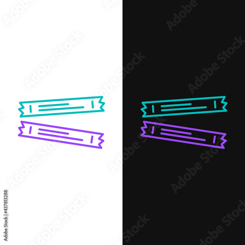 Line Sugar stick packets icon isolated on white and black background. Blank individual package for bulk food products as coffee, salt, spices. Colorful outline concept. Vector