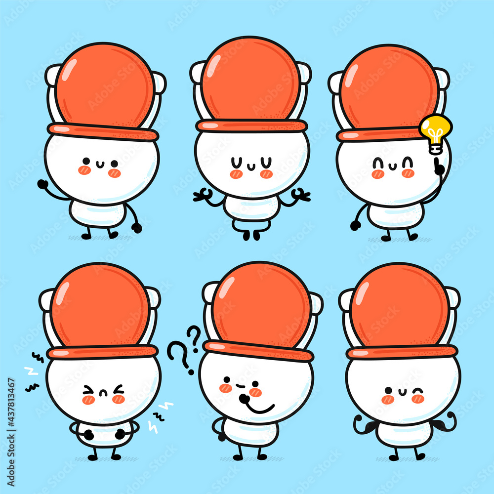 Cute funny happy white toilet bowl set collection. Vector hand drawn cartoon kawaii character illustration icon. Funny cartoon WC, toilet bowl mascot character concept Cute funny happy white toilet bowl set collection. Vector hand drawn cartoon kawaii character illustration icon. Funny cartoon WC, toilet bowl mascot character concept