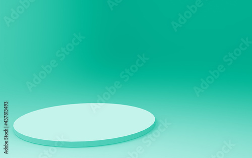 Abstract 3d green color cylinder podium minimal studio background.
