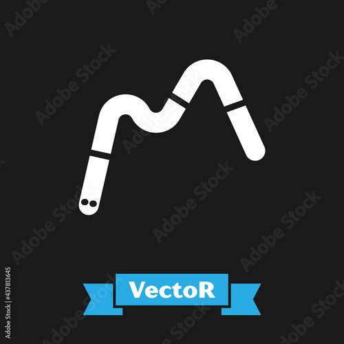 White Jelly worms candy icon isolated on black background. Vector