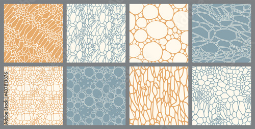 Set of Abstract Seamless Patterns. Organic Cell Texture. Vector Illustration.