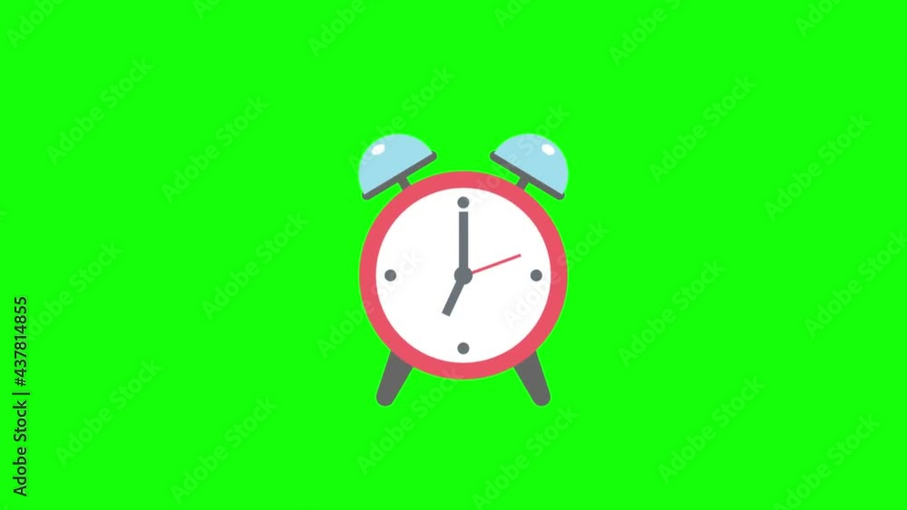 ANIMATION - Old-style clock counting down, alarm goes off, green background ANIMATION - Old-style clock counting down, alarm goes off, green background