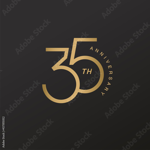 35th anniversary celebration logotype with elegant number shiny gold