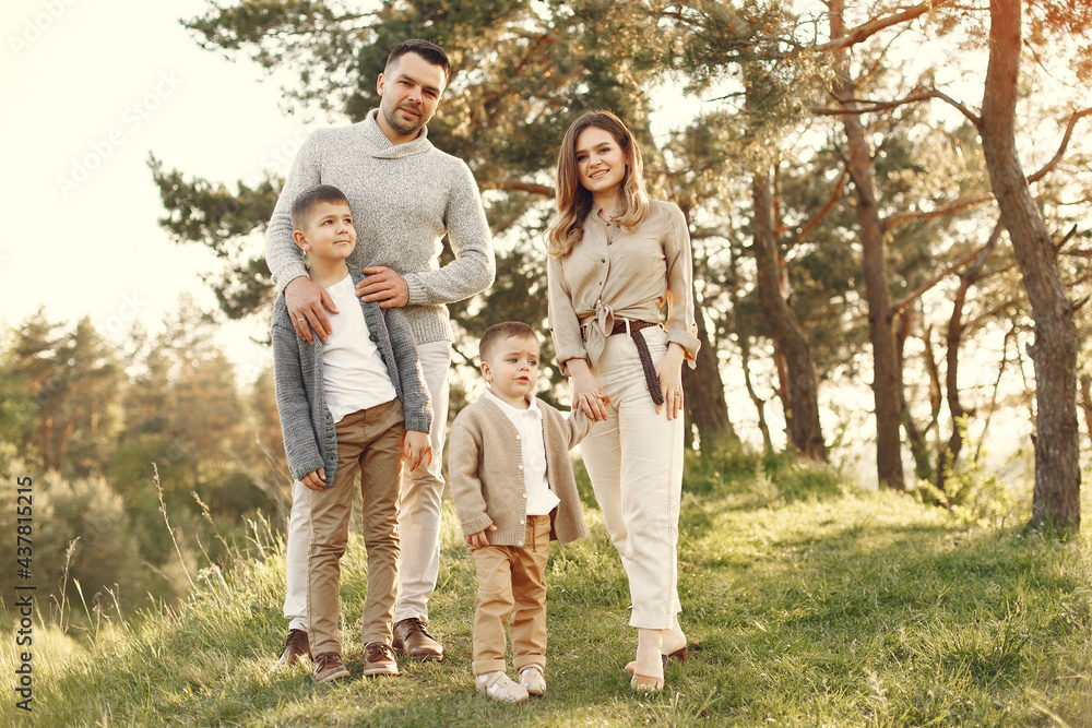 Cute family playing in a summer field Cute family playing in a summer field