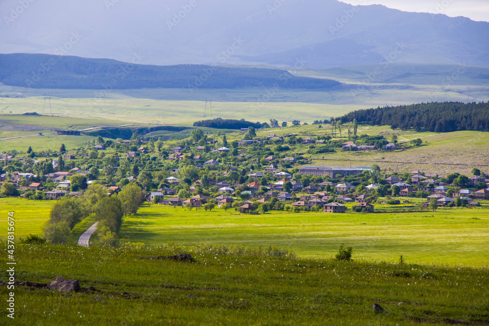 View and landscape of village in Tsalka, Georgia