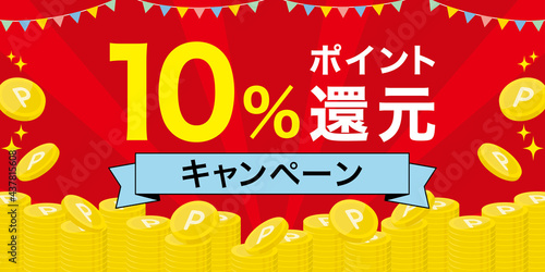 ポイント還元キャンペーンのバナー広告　テンプレート　赤