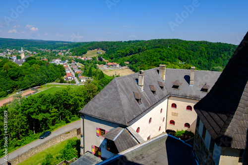 view from the castle to the village of lockenhaus in the austrian county burgenland photo