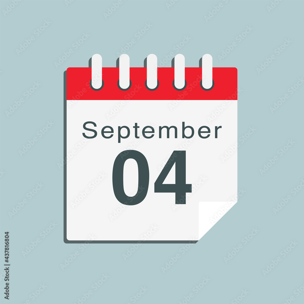 Icon day date 4 September, template calendar page Icon day date 4 September, template calendar page