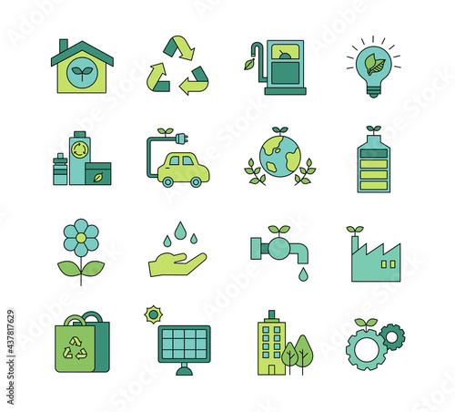 green energy symbol icon. Simple outline style design set.
