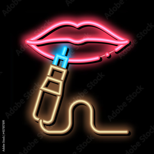 Lips Tattoo neon light sign vector. Glowing bright icon Lips Tattoo sign. transparent symbol illustration