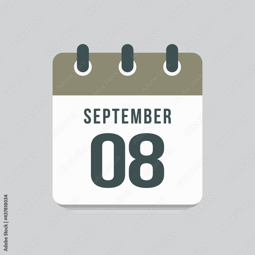 Icon day date 8 September, template calendar page Icon day date 8 September, template calendar page