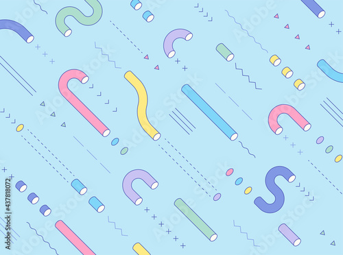 The tubes are arranged diagonally in various curves. Simple pattern design template.