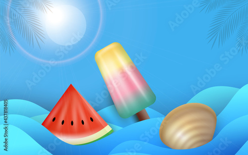 Composition of summer still life elements