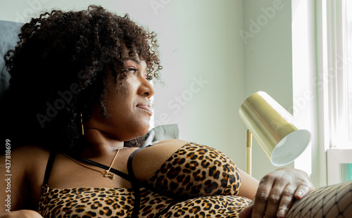 Boudoir Black Woman On A Bed