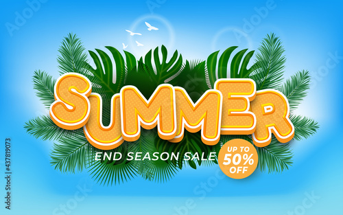 Editable Summer text effect, End of season summer sale promotion