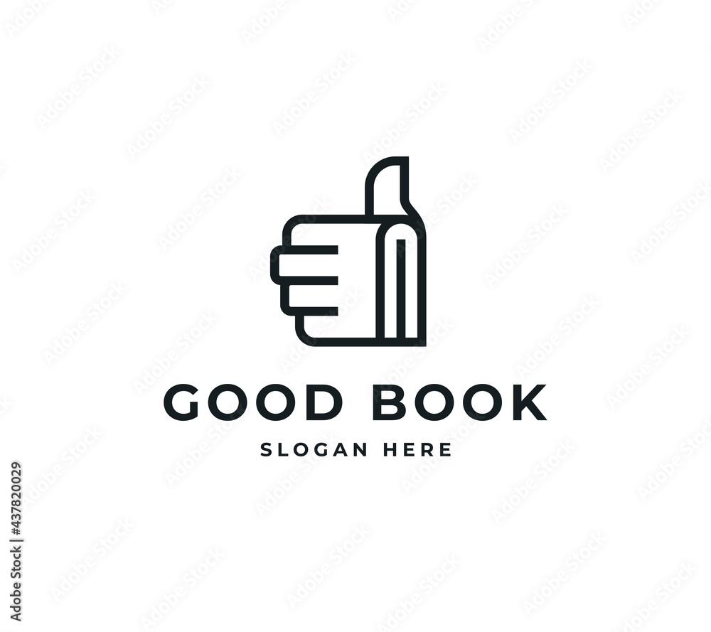 Good book vector logo design. Hand book logo design