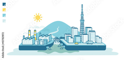 Illustration of seawater pollution
