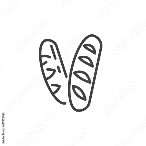 Baguette bread line icon