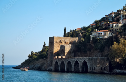 travel photography, Turkey, Alanya's mediterranean coastline with ancient Ottoman castle, Dockyard and arsenal 