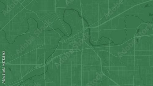 Green Fort Worth city area vector background map, streets and water cartography illustration.