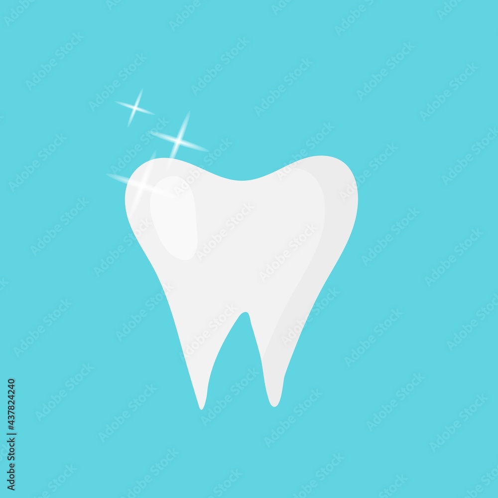 Vector illustration of a clean shining tooth on a blue background. Vector illustration of a clean shining tooth on a blue background.