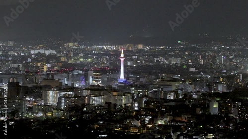 京都タワーと中心街の夜景　【都市夜景　京都】