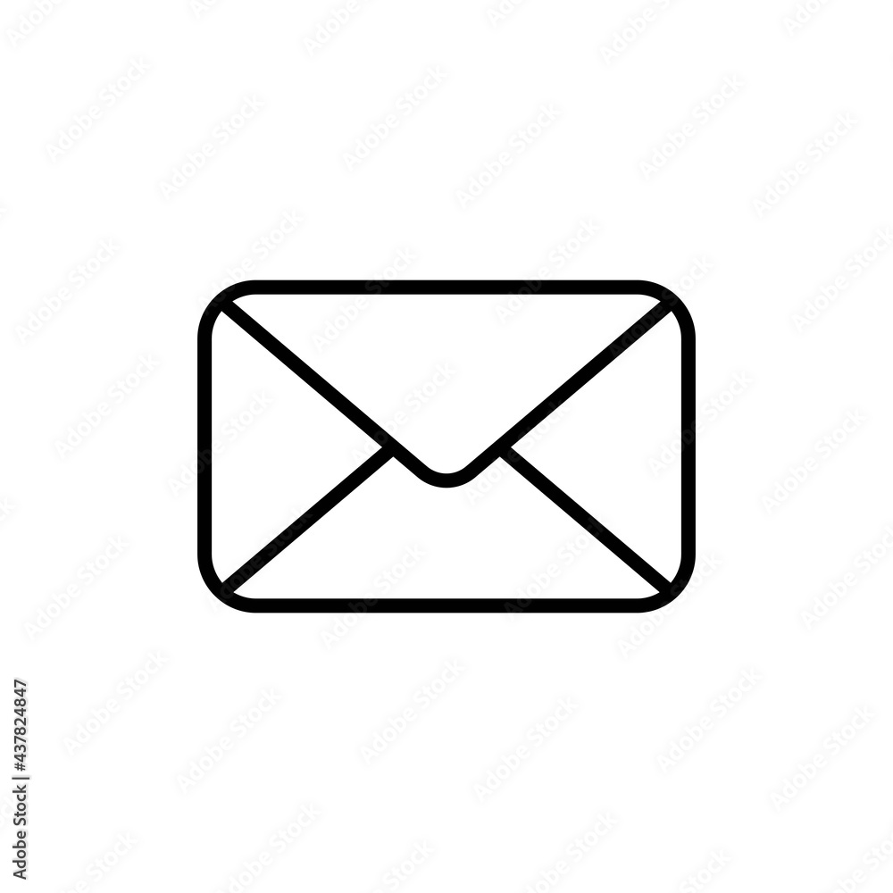 Message or letter thin line icon in black. Send mail concept. Alat style isolated symbol, for: illustration, minimalistic, logo, mobile, logotype, app, emblem, design, web, ui, ux. Vector EPS 10 Message or letter thin line icon in black. Send mail concept. Alat style isolated symbol, for: illustration, minimalistic, logo, mobile, logotype, app, emblem, design, web, ui, ux. Vector EPS 10