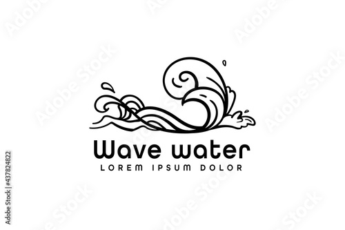 modern monoline style ocean waves logo design isolated