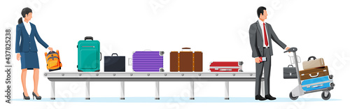 Airport Security Scanner. Conveyor With Luggage