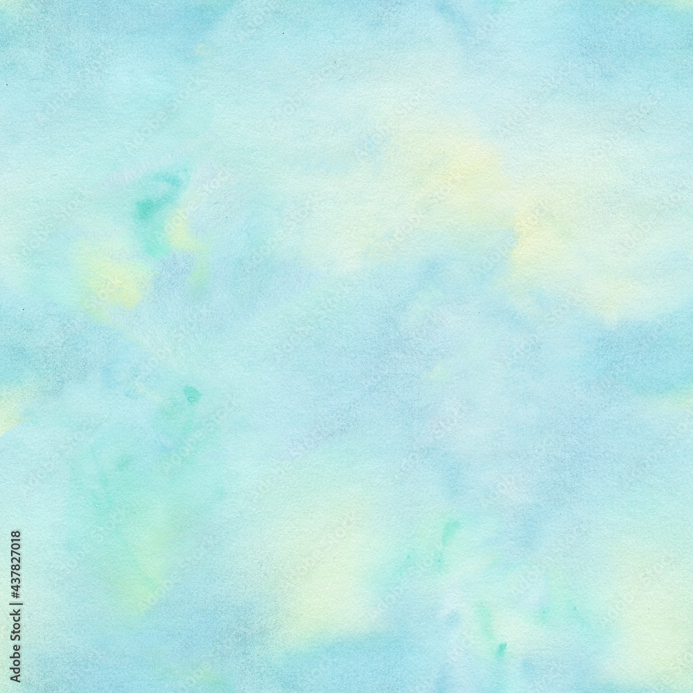 Seamless watercolor background. Blue, yellow, green, abstract, pattern.