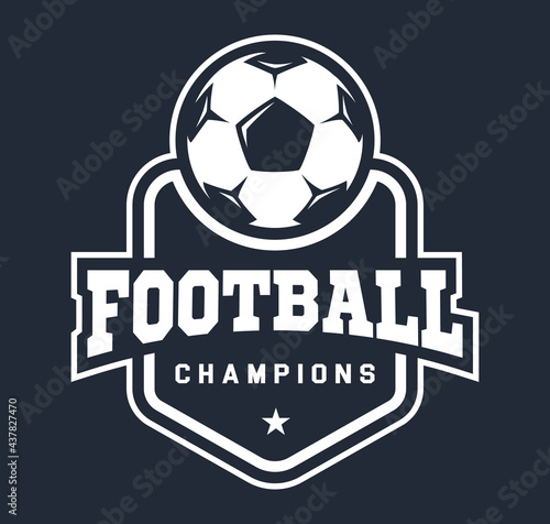 Football logo in flat style. Soccer ball. Sport games. Emblem  badge. Vector illustration.