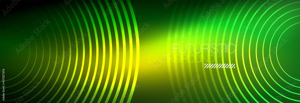Dark abstract background with glowing neon circles. Trendy layout template for business or technology presentation, internet poster or web brochure cover, wallpaper Dark abstract background with glowing neon circles. Trendy layout template for business or technology presentation, internet poster or web brochure cover, wallpaper