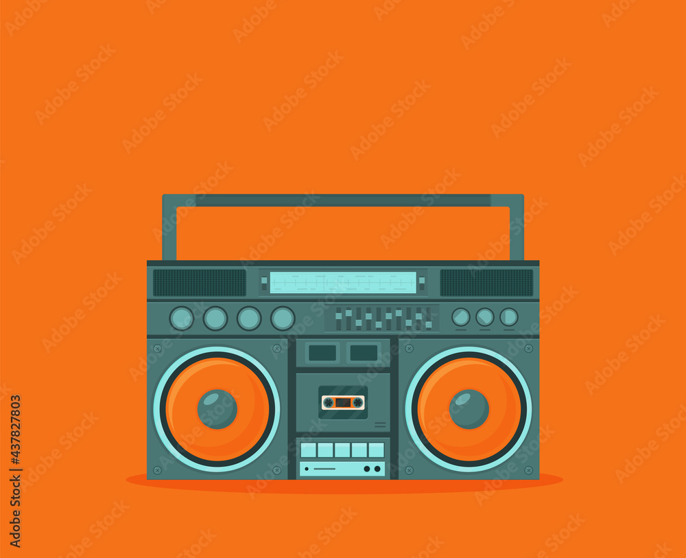 Obraz premium Old style music boombox flat vector music systems