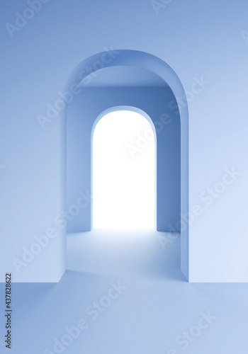 Minimalistic background with arch, 3d render.