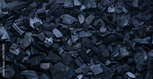 Tableau sur toile Natural black coals close up. Top view picture.